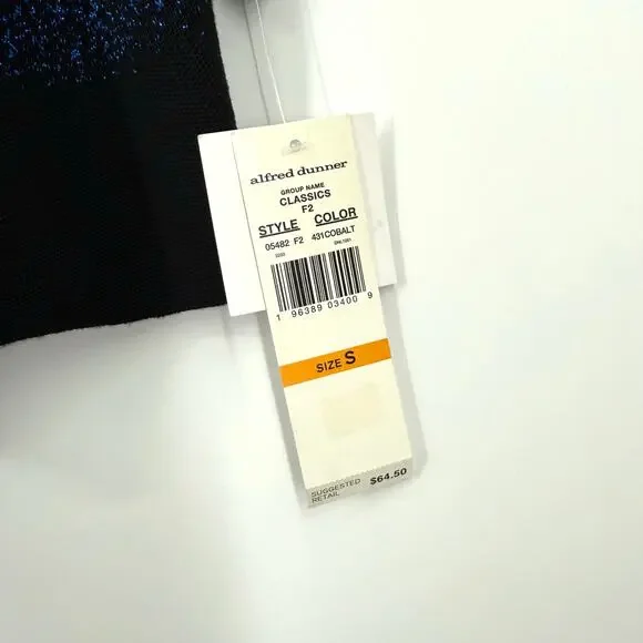 NEW NWT Alfred Dunner Sz Small Sparkly Metallic Blue Christmas Blouse Shirt Top - Picture 2 of 7